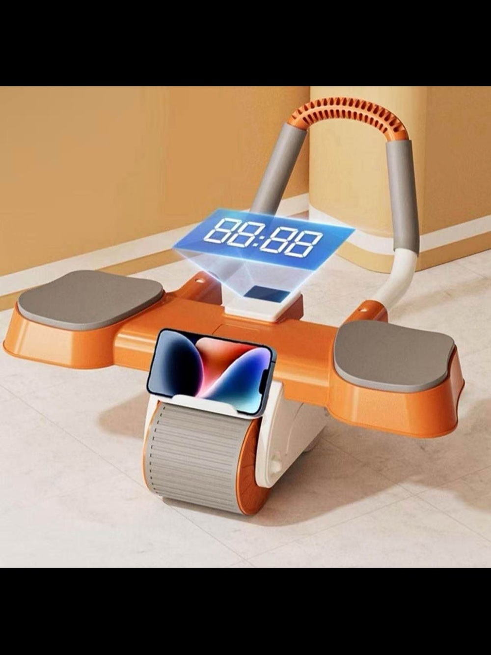 Orange and Gray Smart Ab Roller with Digital Display